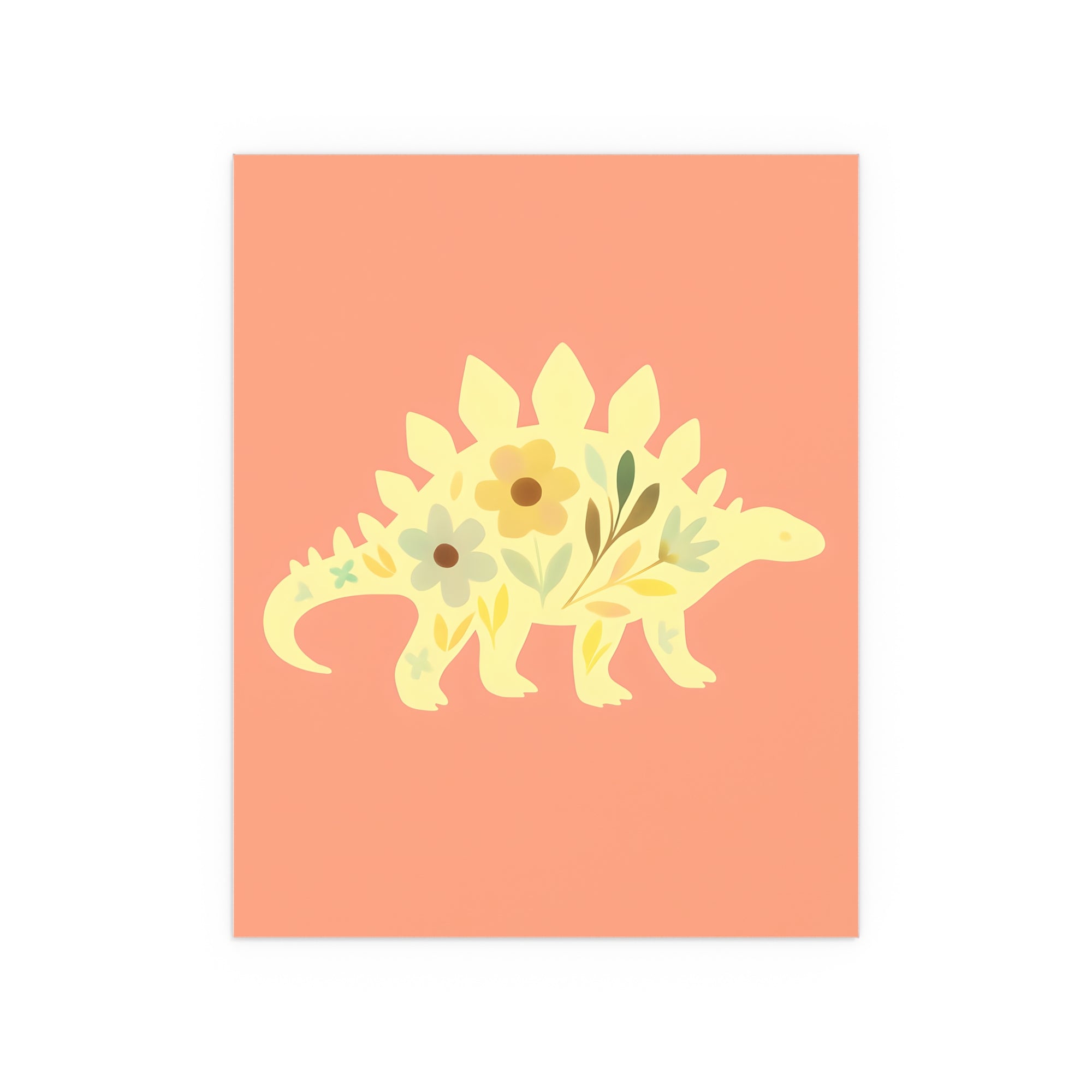 Floral Dinosaur Silk Poster for Home Décor, Wall Art, Perfect for Gifts