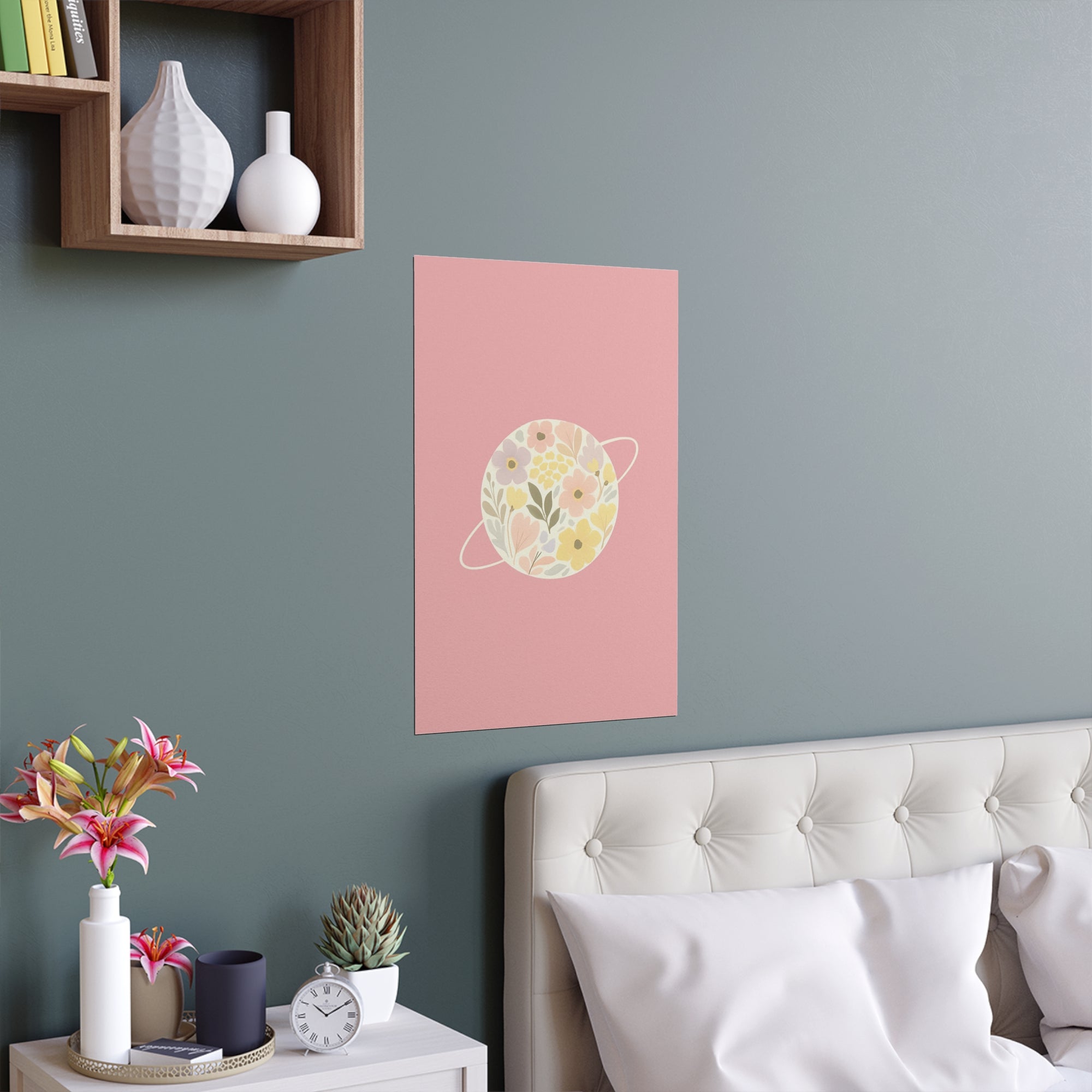 Pink Floral Planet Wall Art