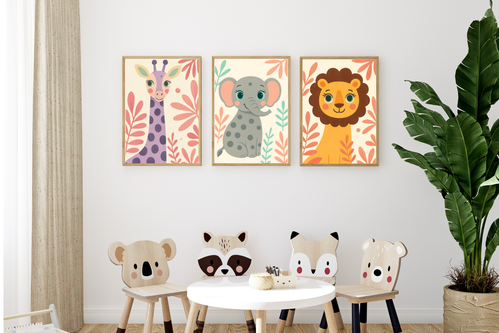 Exotic Safari Animal Set of 3 Wall Art Collection