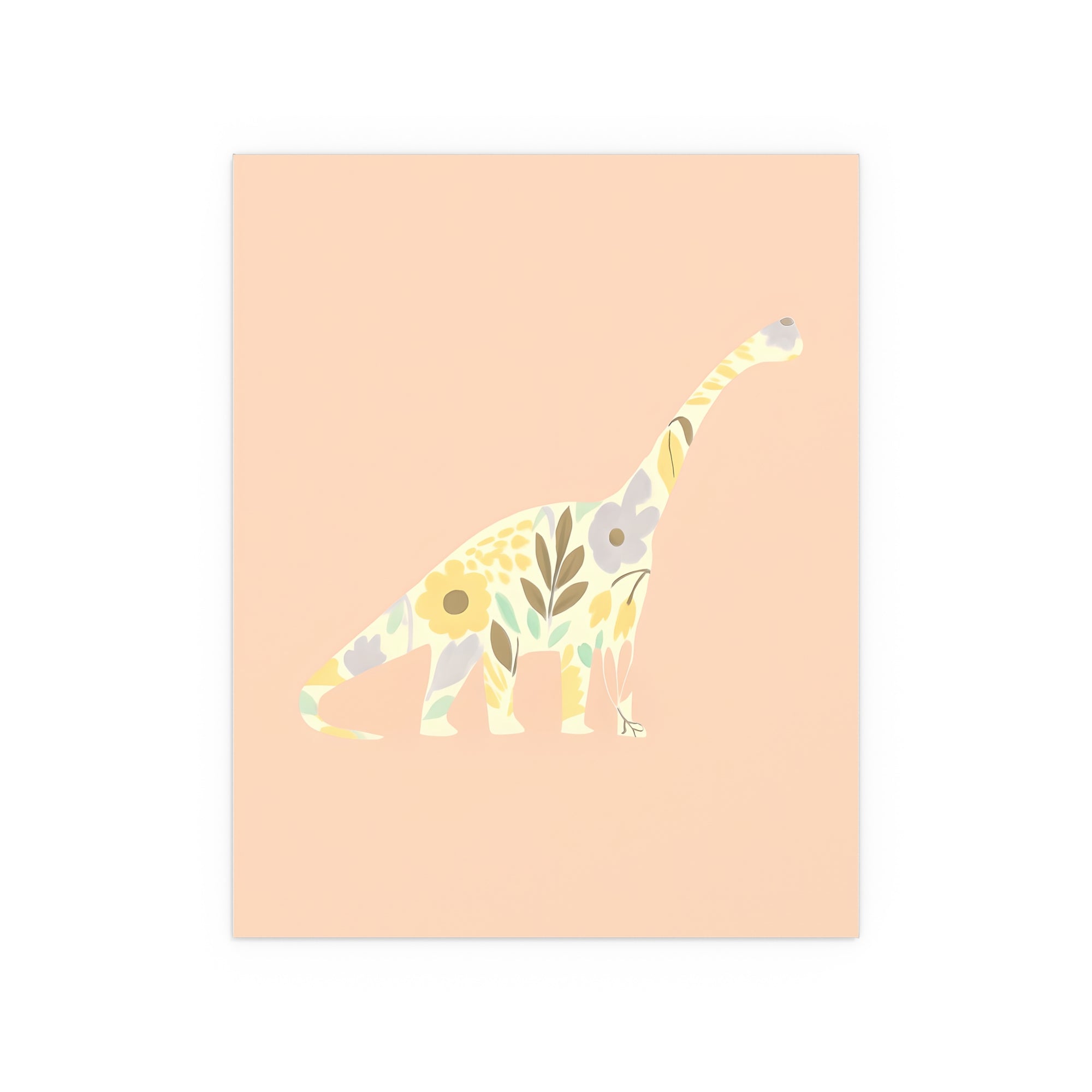 Floral Dinosaur Silk Poster for Home Décor, Wall Art, Perfect for Gifts