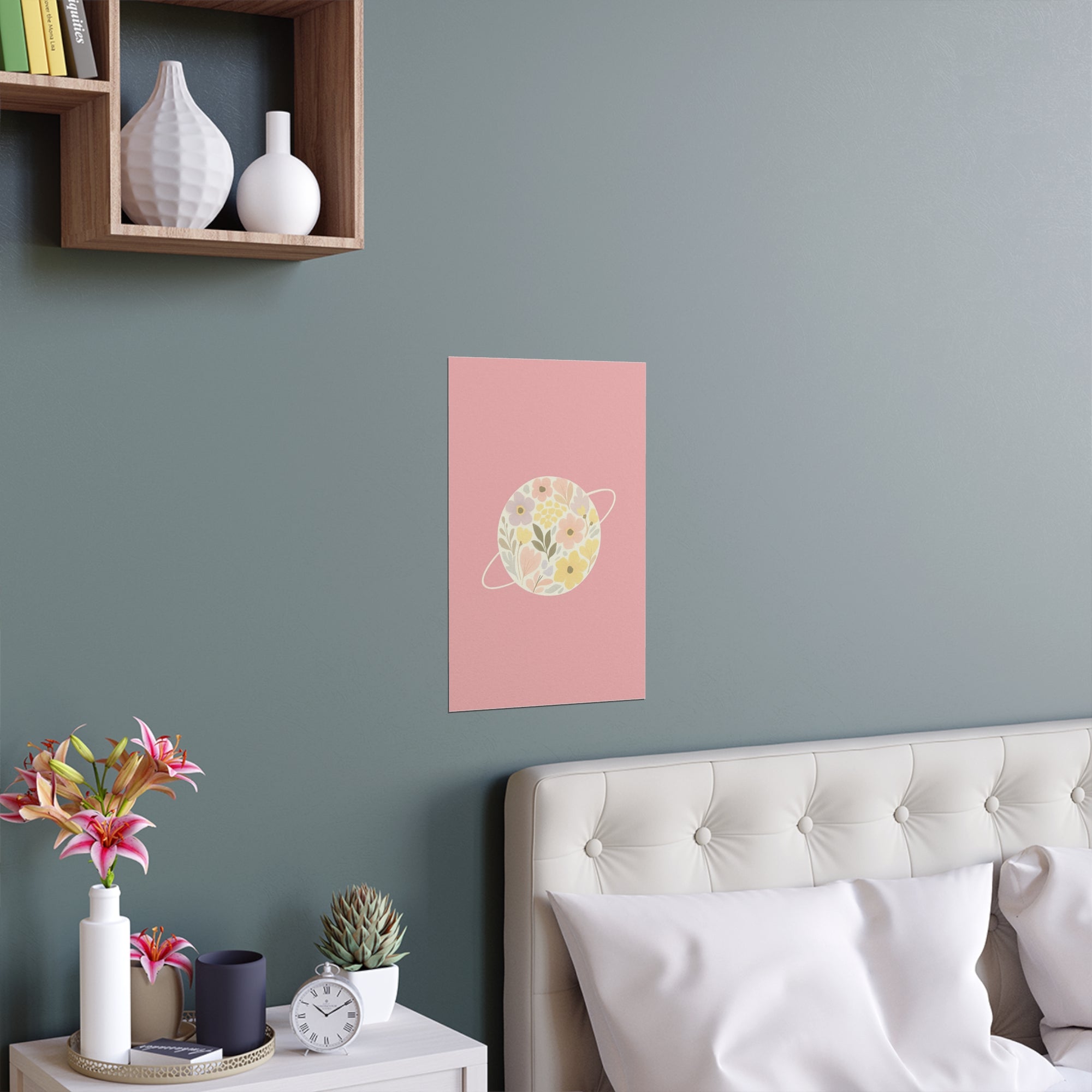 Pink Floral Planet Wall Art