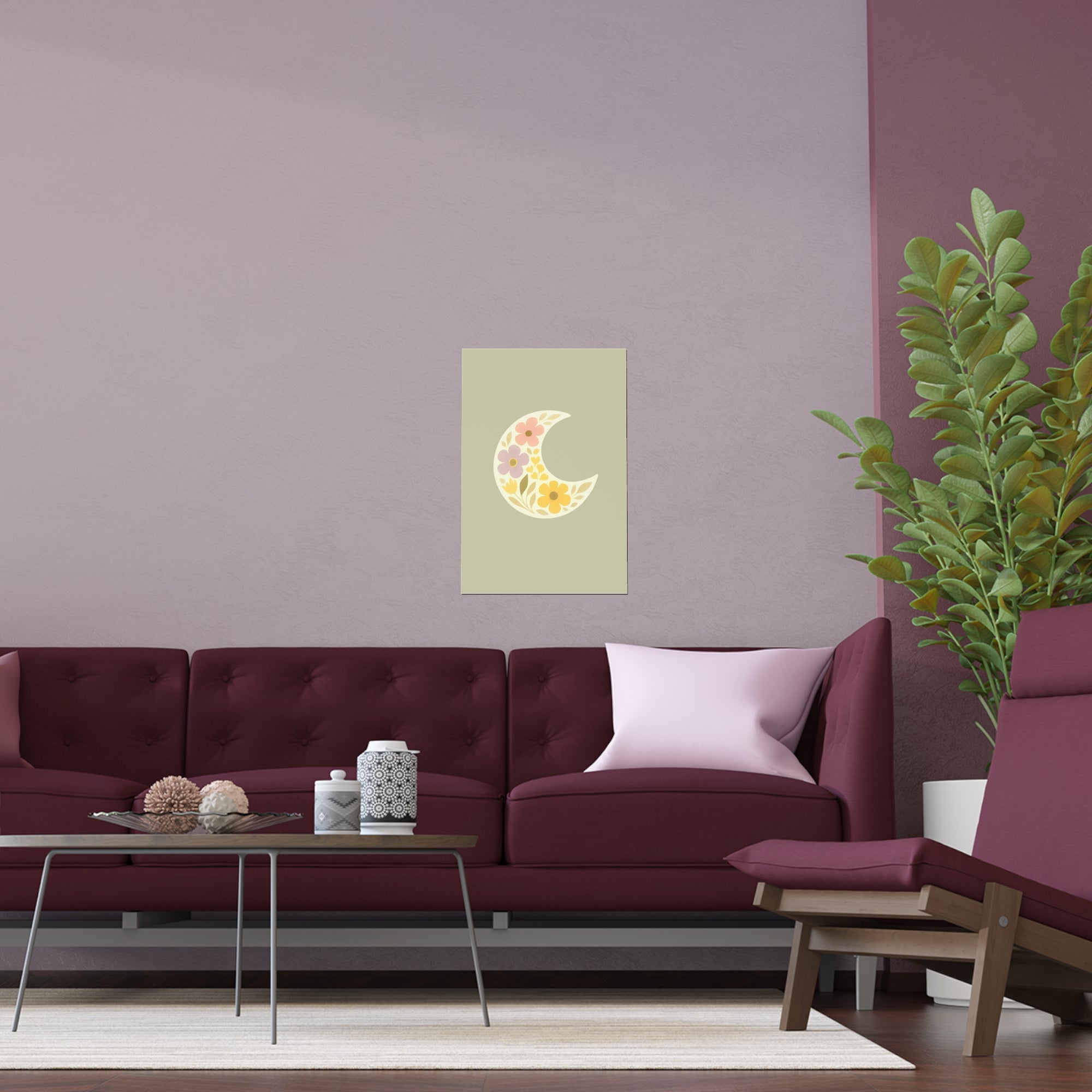 Floral Moon  Space Wall Art