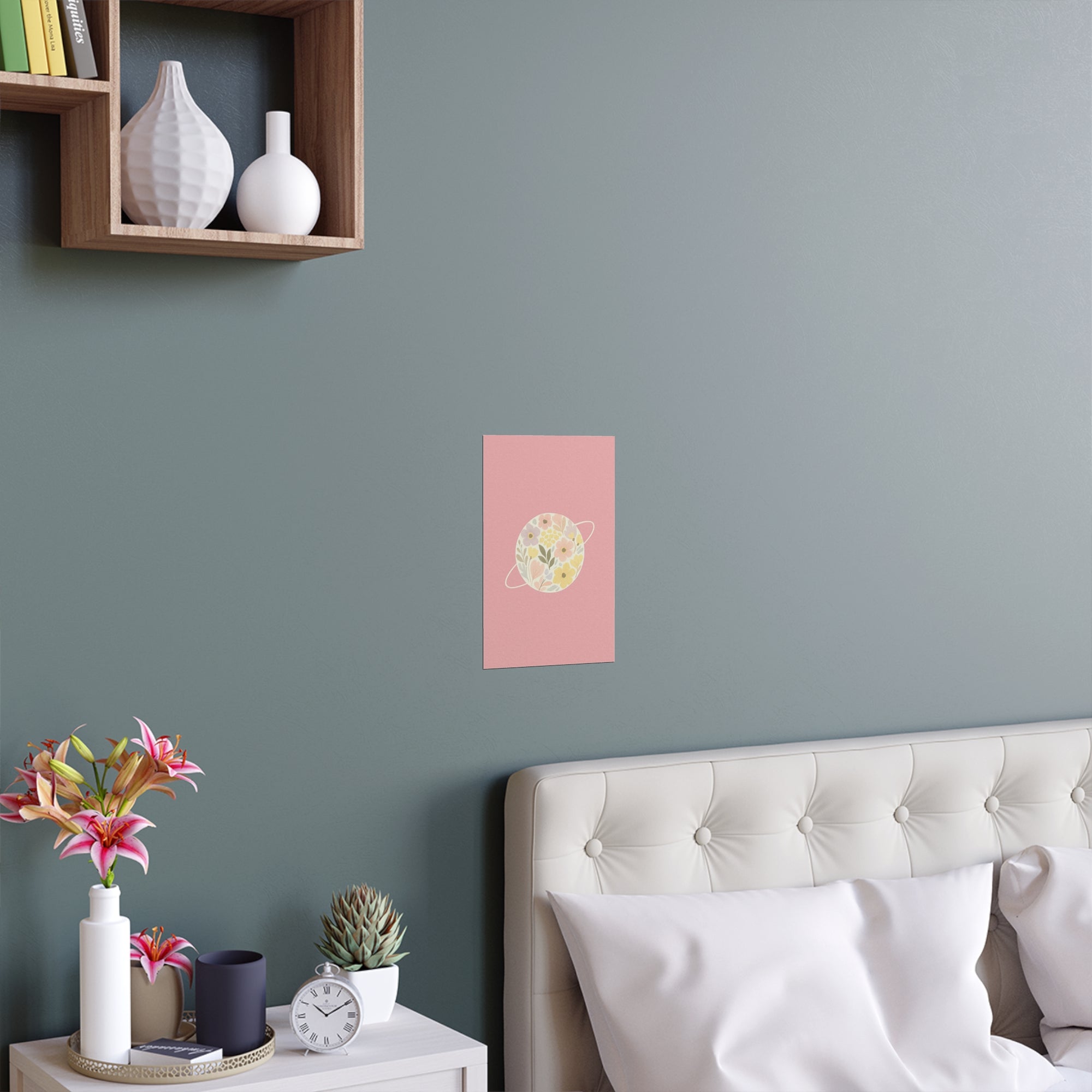 Pink Floral Planet Wall Art