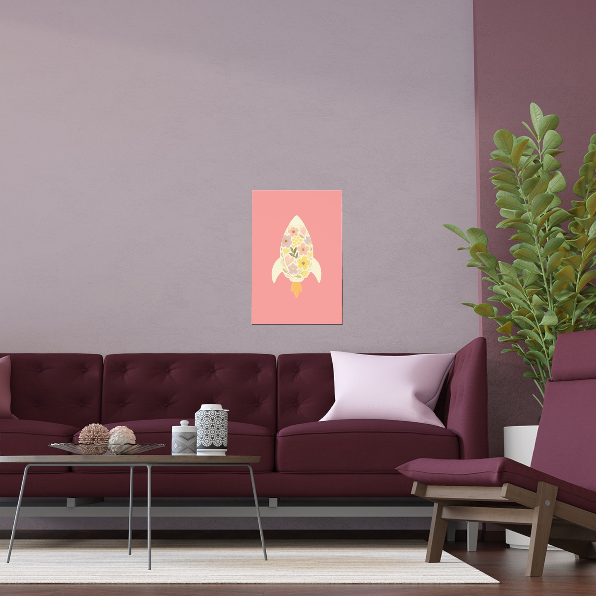 Floral Rocket Planet Wall Art