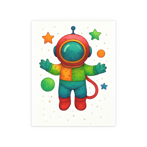 Astronaut White Background Silk Posters