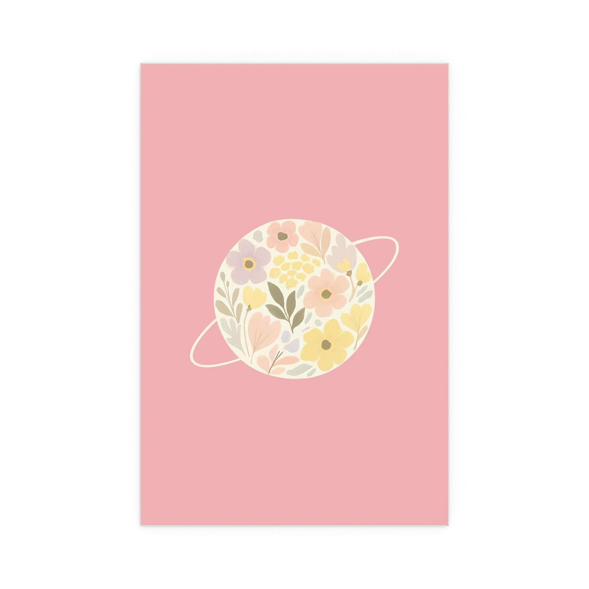 Pink Floral Planet Wall Art