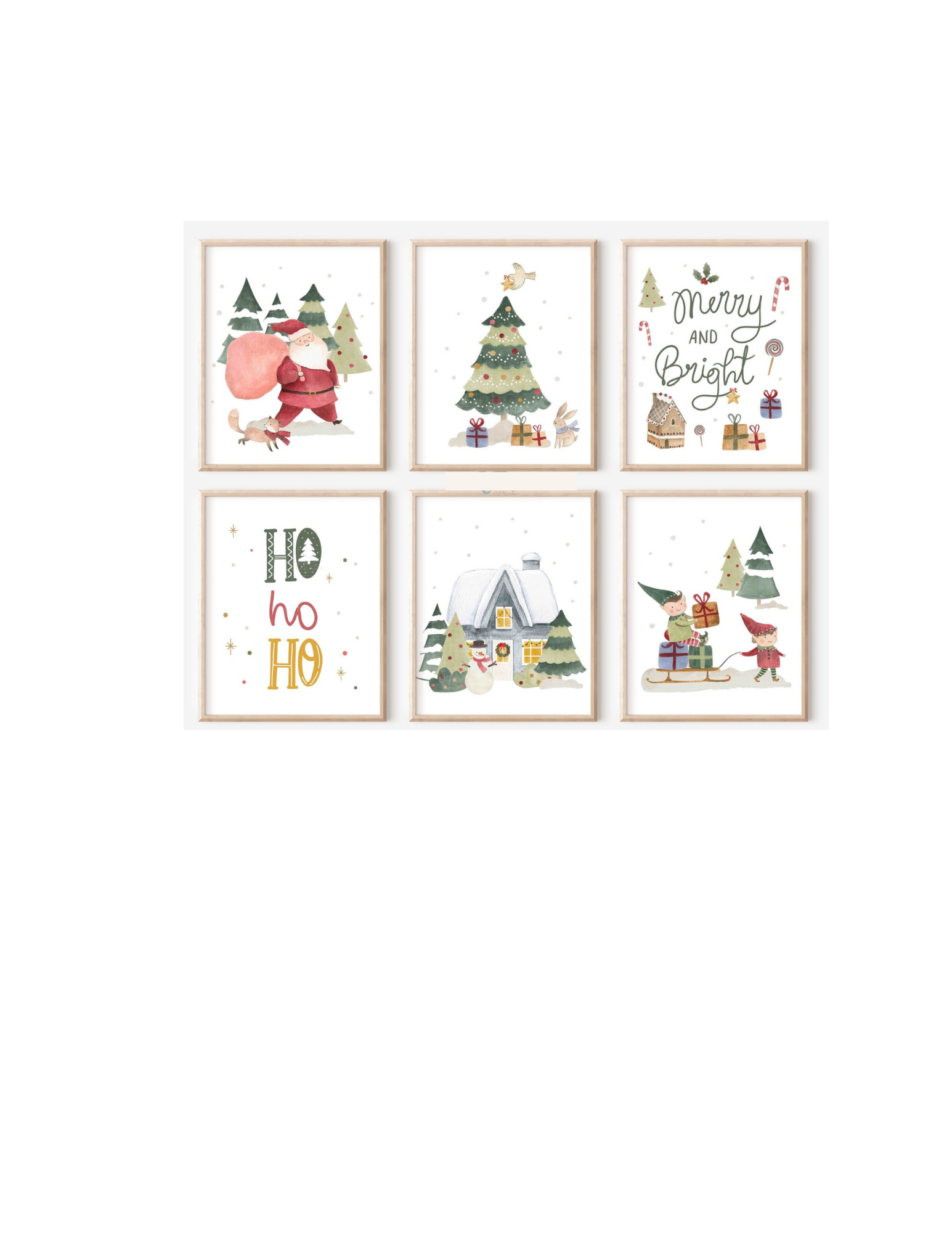 Holiday Nursery Wall Art Bundle – 6 Christmas Prints for Kids Room & Playroom | Santa & Elf Posters (Digital Download)