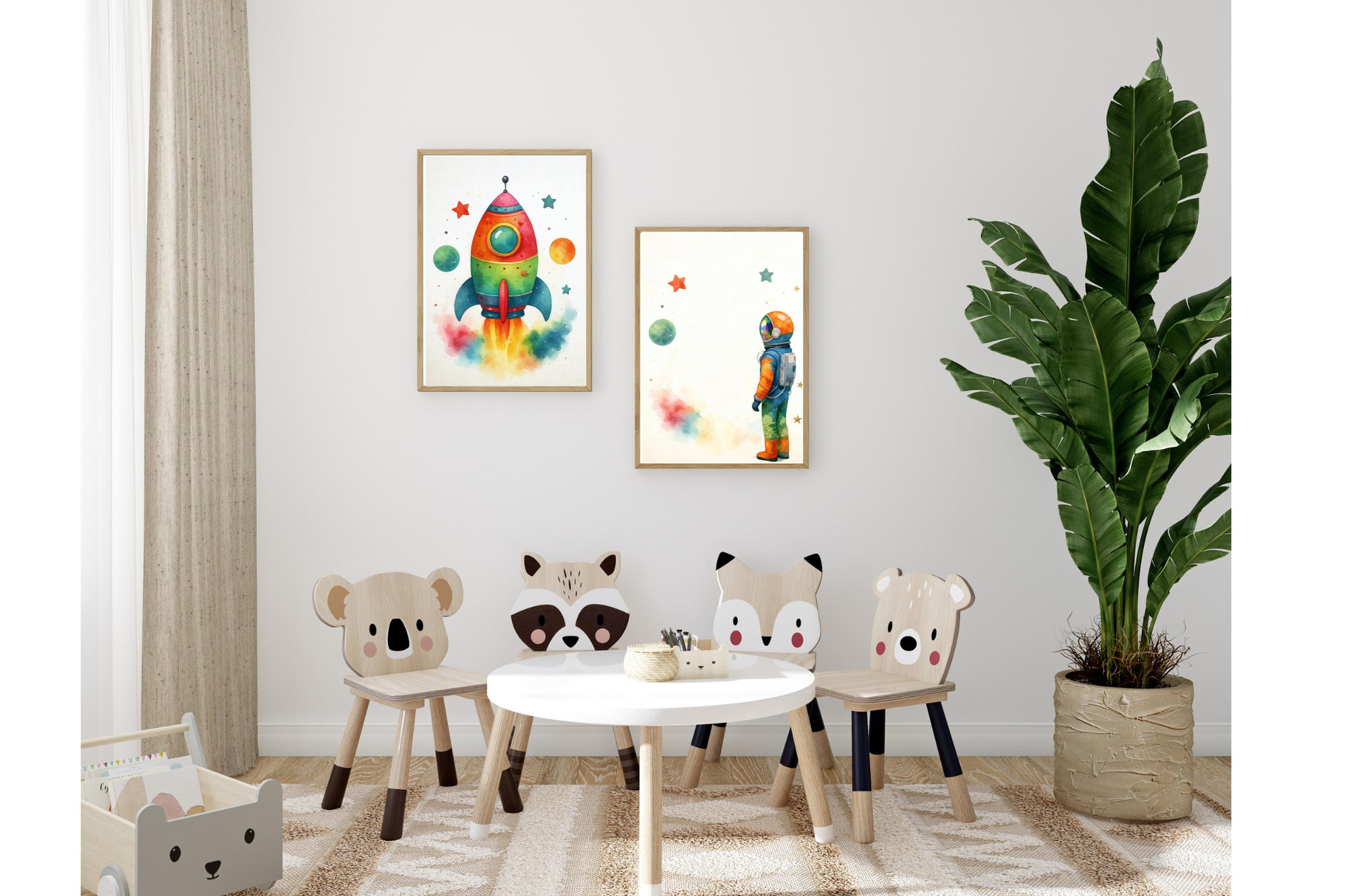 Astro Spaceship 2 Set Wall Art Collection